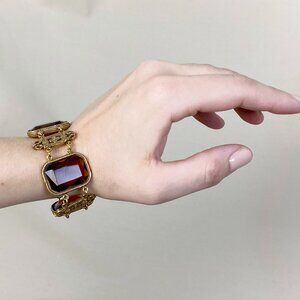 Antique 1920s Chunky Czech Glass Topaz Bracelet